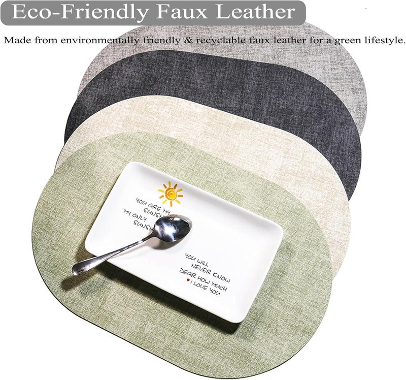 BS B&S Reversible PVC Leather Oval Placemats - Ash Brown - Image 3