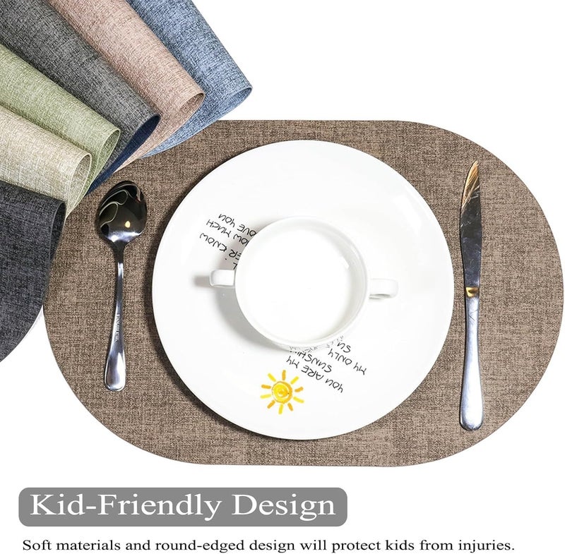 BS B&S Reversible PVC Leather Oval Placemats - Ash Brown - Image 2