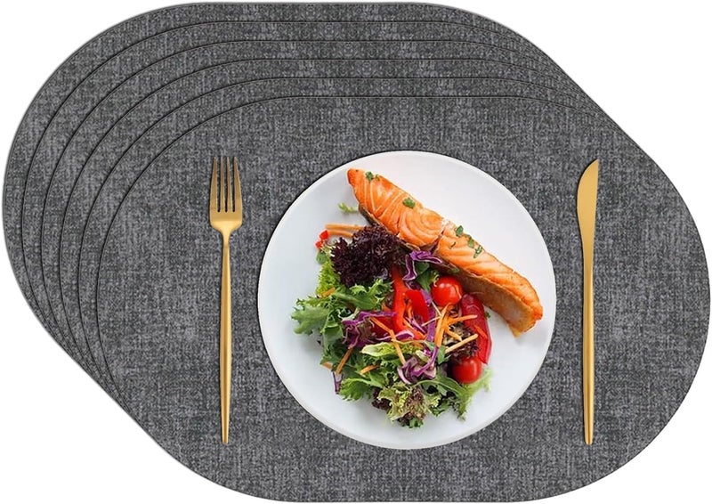 BS B&S Reversible PVC Leather Oval Placemats - Ash Brown - Image 1