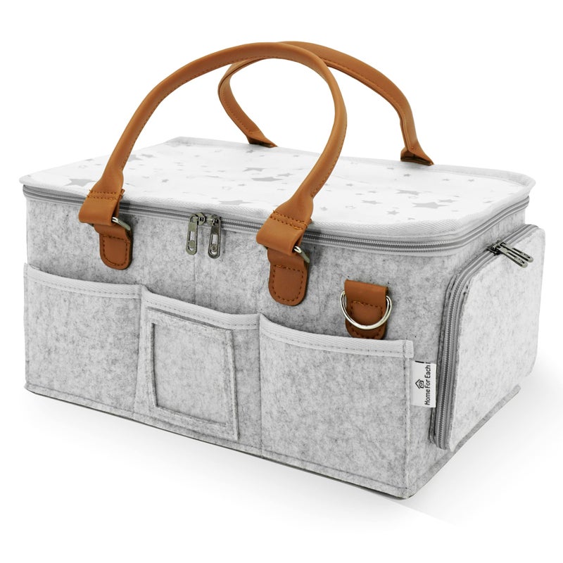 HOME FOR EACH Baby Diaper Caddy With Lid, Diaper Caddy Organizer for New Mom Gifts, Newborn Essentials Must Haves, Registry for Baby, Baby Registry Search, Baby Gift Basket Baby Must Haves Travel Bag - Image 1