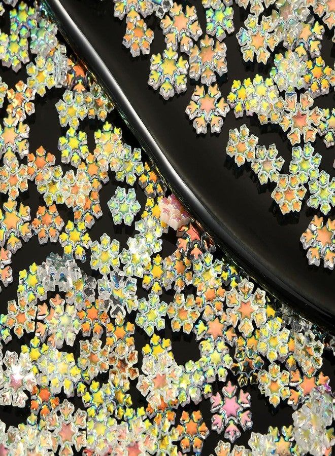 FDSQHSA 100Pcs Aurora Christmas Nail Gems and Charms Xmas Snowflake Nail Rhinestone Flat Back Winter Nail Charms Mixed Color Resin New Year Snow Nail Art Rhinestones for Women Holiday Nail Decoration - Image 4
