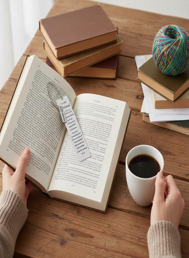 Tyqour فاصل كتب معدني للصديقات المقربات، هدية مثالية لنادي محبي الكتب، هدية رائعة لصديقة العمر، هدية مميزة لصديقات العمر، هدية رائعة للصديقات المقربات، هدية رائعة للقارئات. - Image 2