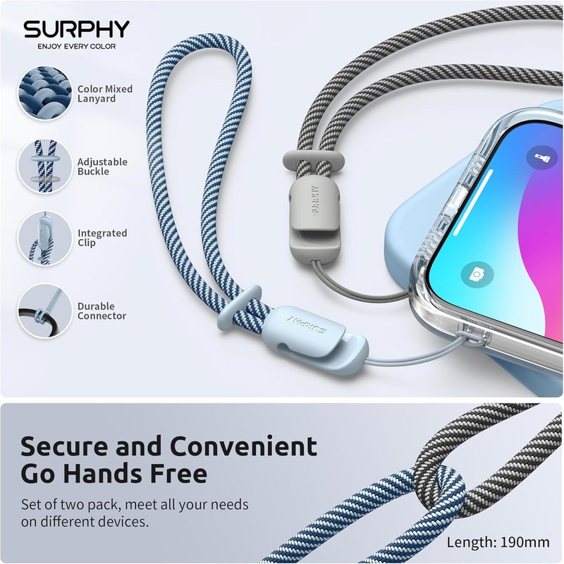 SURPHY 2 Pack Lanyard, Phone Strap, Adjustable with Two-Color Braided - Image 4