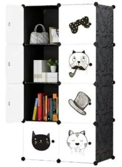 Generic SUPAAR 8 cubes wardrobe for storage Kids Wardrobe Baby Dresser Children Bedroom Armoire Clothes Hanging Closet with Animal Stickers  - Image 1