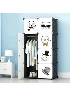 Generic SUPAAR 8 cubes wardrobe for storage Kids Wardrobe Baby Dresser Children Bedroom Armoire Clothes Hanging Closet with Animal Stickers  - Image 2