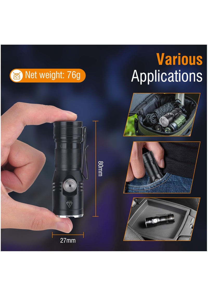 ET15 Mini EDC Flashlight Rechargeable High Lumen 2000 - Small Powerful Pocket Flashlights with Clip Magnet, USB C IP67 Waterproof LED Tiny Flash Light - Image 2