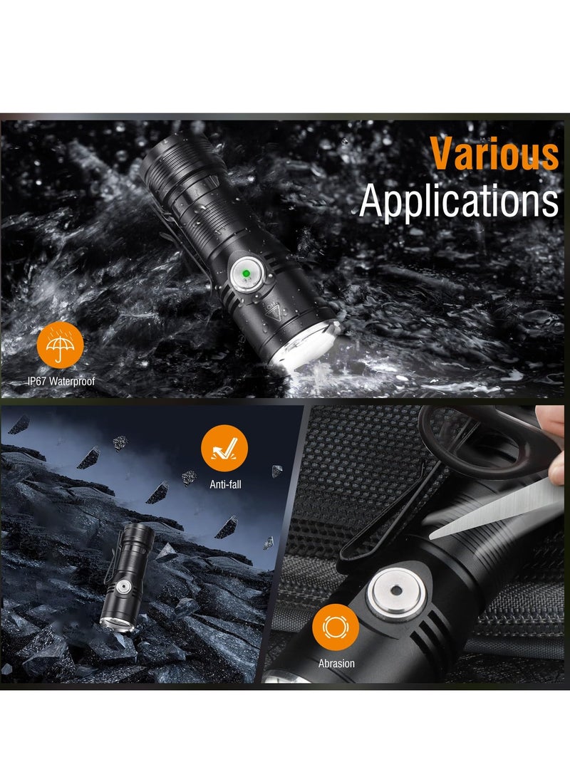 ET15 Mini EDC Flashlight Rechargeable High Lumen 2000 - Small Powerful Pocket Flashlights with Clip Magnet, USB C IP67 Waterproof LED Tiny Flash Light - Image 5