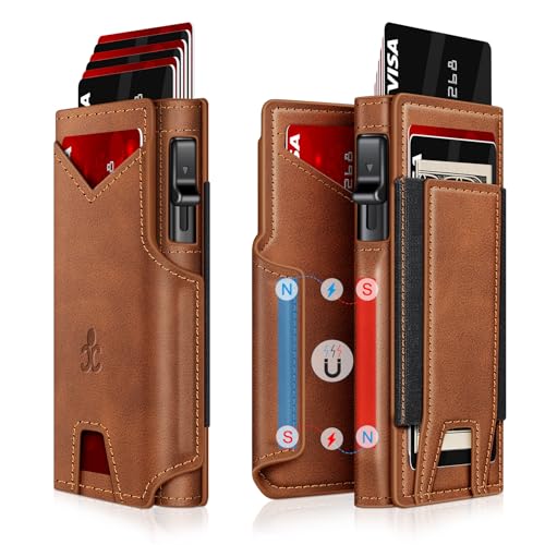 SEMORID Wallet for Men Wallet with Slim Pop Up Card Holder 9-13 Cards, Bifold Minimalist Smart Wallet RFID Blocking Credit Card Holder with ID Window & Stretchable Cash Slot Compact Metal Aluminum Card Case - Image 1
