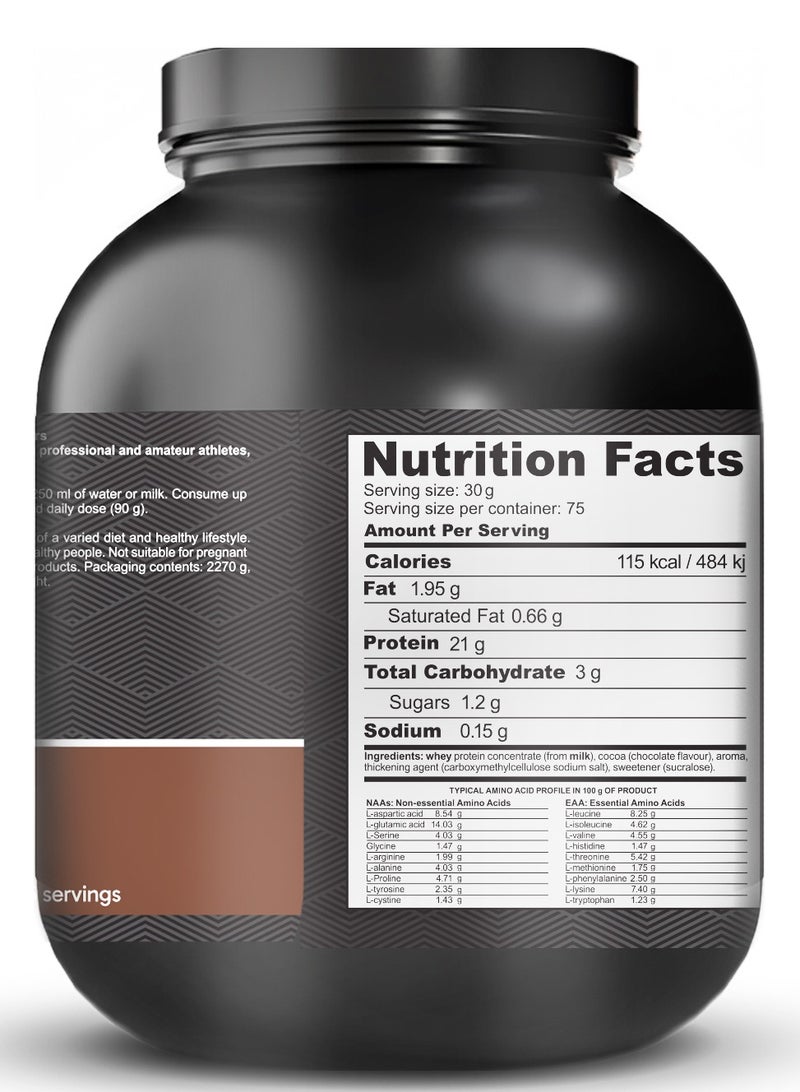 AID PLUS WPC Chocolate, 2270g | 21g Protein per Serving | Whey Protein Concentrate for Muscle Growth & Recovery | Gluten-Free & Lactose-Free - Image 2