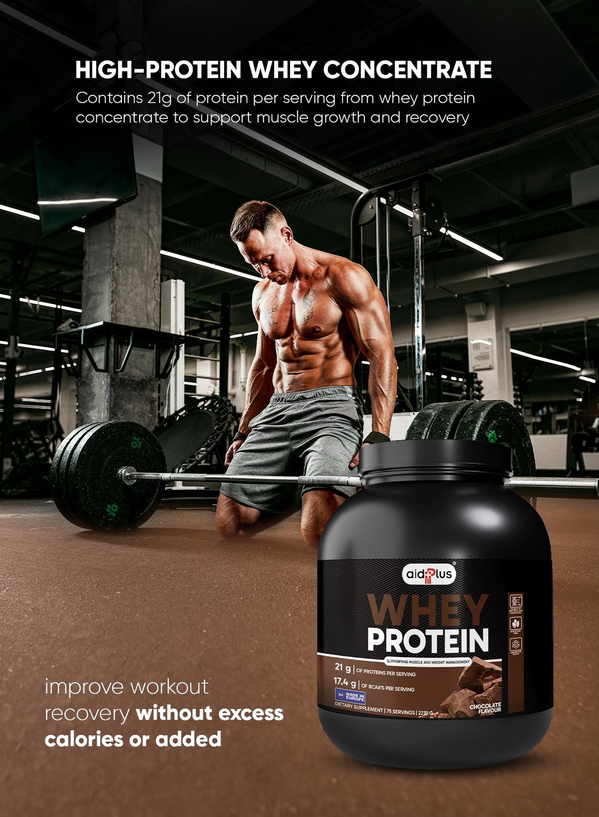 Aidplus Whey Protein Concentrate Chocolate 2270g