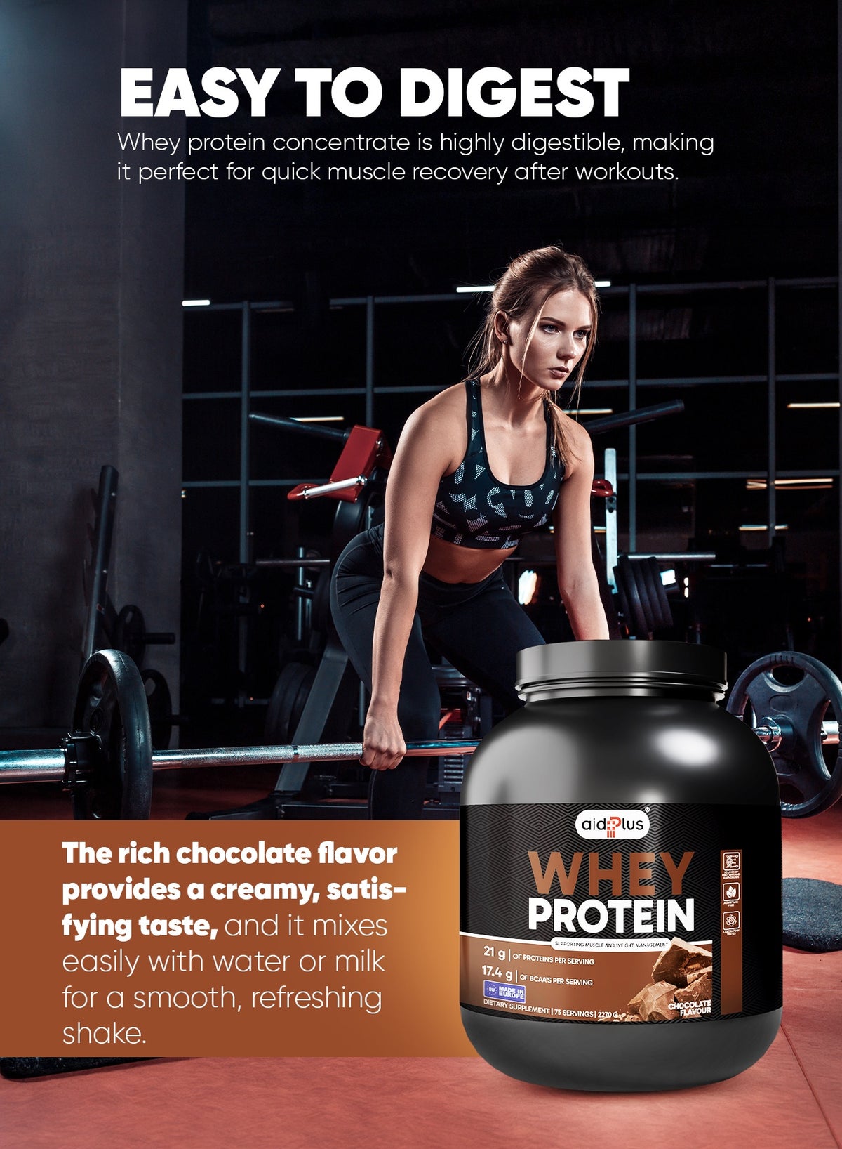Aidplus Whey Protein Concentrate Chocolate 2270g