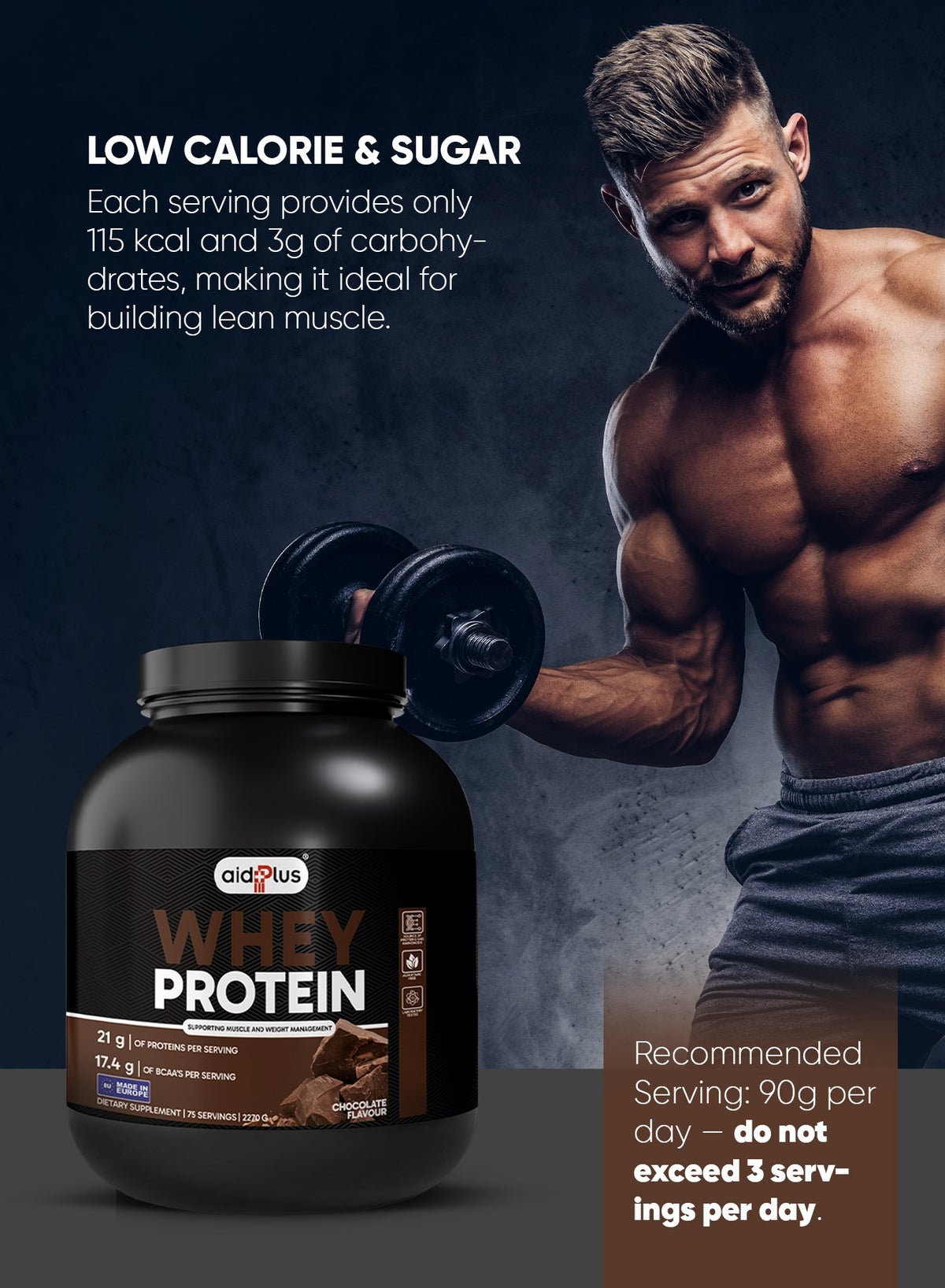 Aidplus Whey Protein Concentrate Chocolate 2270g