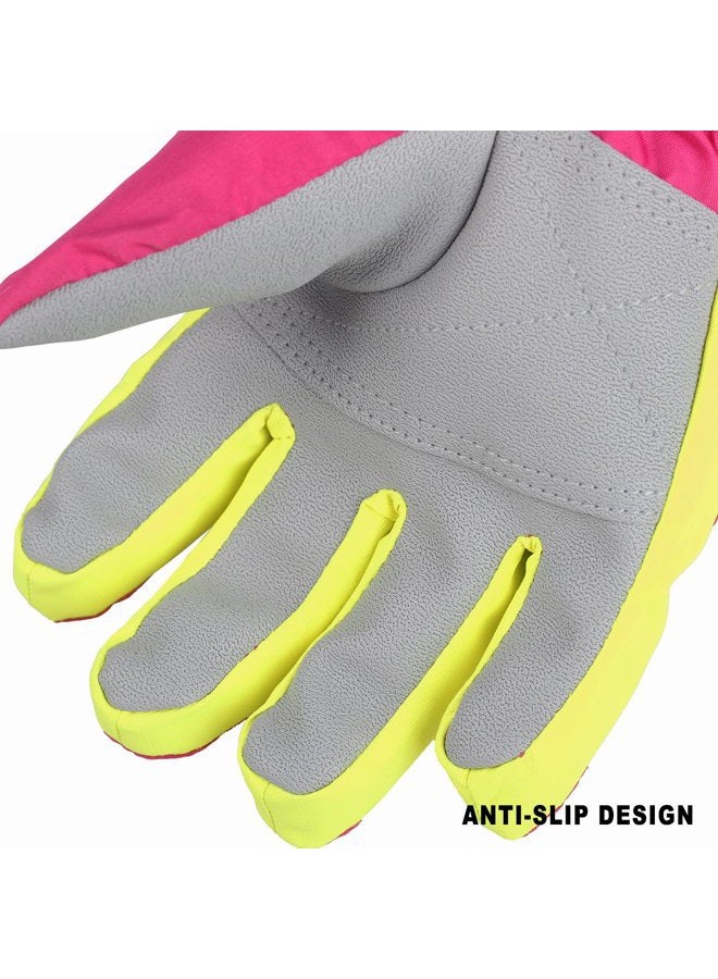 AMYIPO Kids Winter Snow Ski Gloves Children Snowboard Gloves for Boys Girls (Pink-3, 4-5 Years) - Image 3