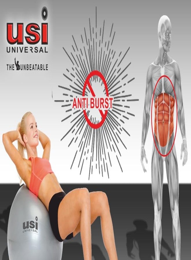 USI UNIVERSAL كرة تمارين رياضية عالمية من يو إس آي، كرة يوغا 85 سم لتمارين التوازن، كرة ولادة للحوامل، كرة توازن سويسرية مضادة للانفجار مناسبة للصالات الرياضية والمكاتب والعلاج الطبيعي والبيلاتس مع مضخة - Image 4