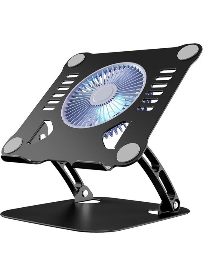 Laptop cooling stand with a large fan – foldable, adjustable size and height, high-strength aluminum alloy, 22.0 lb (10 kg) load capacity, compatible with 16-inch laptops - Image 1
