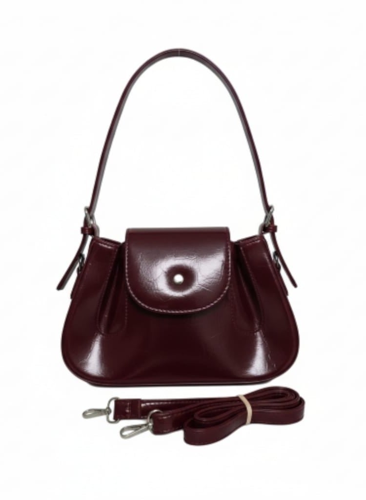 شنطة كروس هاند نسائية من الجلد اللامع بقفل كلبس أنيق، حقيبة كتف عملية بتصميم عصري للاستخدام اليومي والمشاوير