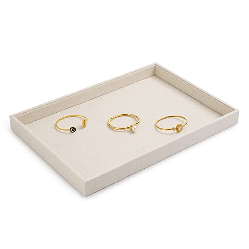Oirlv linen Jewelry Display Trays Stackable Necklace Bracelet Ring Showcase Display Empty Plate(Pack of 1) - Image 4