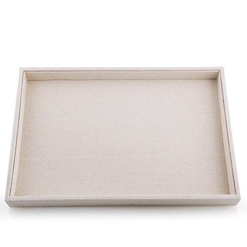 Oirlv linen Jewelry Display Trays Stackable Necklace Bracelet Ring Showcase Display Empty Plate(Pack of 1) - Image 1