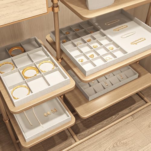 Oirlv linen Jewelry Display Trays Stackable Necklace Bracelet Ring Showcase Display Empty Plate(Pack of 1) - Image 3