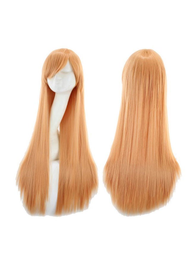 Loquat Long Straight Harajuku Anime Wig Cosplay Headgear Orange - Image 1