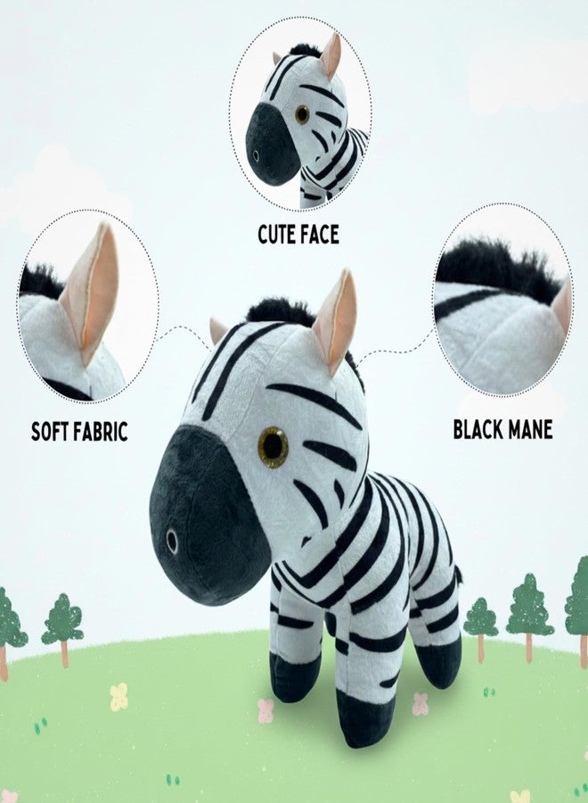 Tickles Cute Standing Zebra Soft Stuffed Plush Animal Toy for Kids Boys & Girls Birthday Gift (Size: 25 cm Color: Black & White) - Image 4
