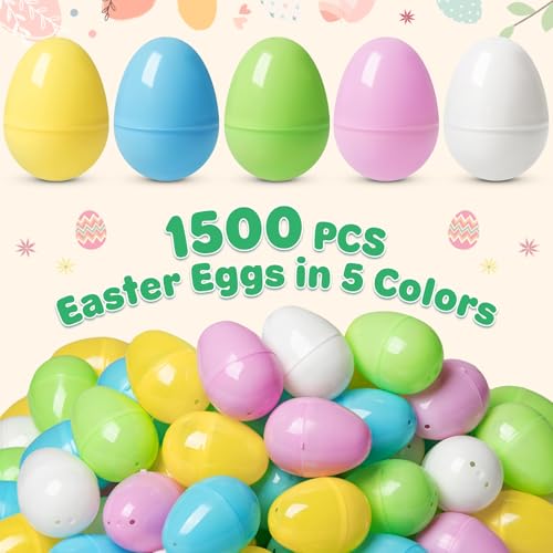 Duchong 1500 Count Plastic Easter Eggs Bulk 24 Empty Pastel Suprise Easter Eggs Fillable Eggs with Hinge for Easter Hunt Basket Stuffers Fillers Easter Party Favor Decorations - Image 5