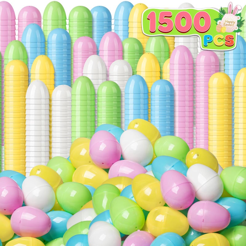 Duchong 1500 Count Plastic Easter Eggs Bulk 24 Empty Pastel Suprise Easter Eggs Fillable Eggs with Hinge for Easter Hunt Basket Stuffers Fillers Easter Party Favor Decorations - Image 3