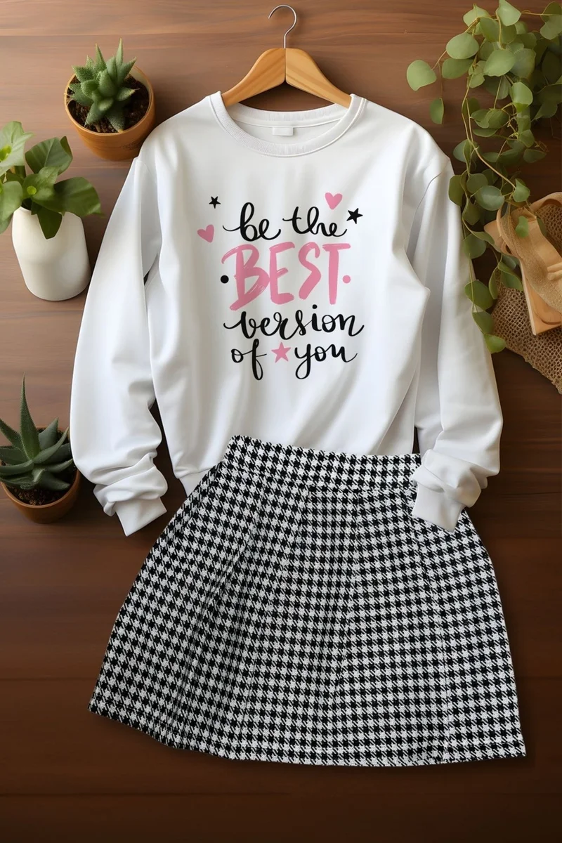 ادا بيبيك تشوكوك Style Plaid Skirt Bee The Best Sweat Skirt Top and Bottom Set