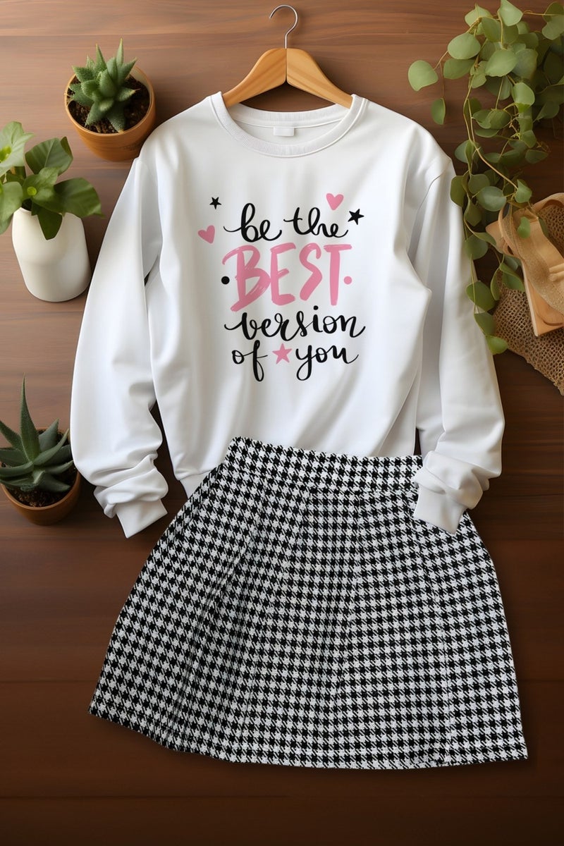 Ada Bebek Çocuk Style Plaid Skirt Bee The Best Sweat Skirt Top and Bottom Set  - Image 5