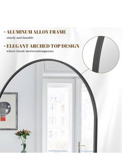 Vparty Arched Black Floor Mirror – 71"x32" Full-Length Mirror with Modern Arched Design, Stylish for Bedrooms, Living Rooms, and Hallways, Large Decorative Wall Mirror for Entryways and Dressing Rooms, Vertical Leaning or Wall-Mounted, Elegant Accent Mirror (180x80cm).  - Image 3