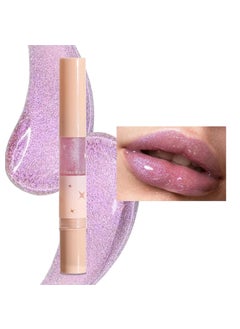 Purple Glitter Lip Gloss Long Lasting Pearl Shimmer Lipstick Flash Diamond Metallic Lip Gloss Intense Pigment Lip Color HighShine Glossy Lip Gloss NonSticky Tinted Lips Makeup1MOONQUAKE