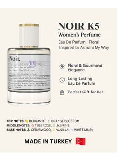 نوير عطر Noir K5 للنساء | زهرية طويلة الأزهار eau de parfum للنساء مع البرغموت ، أزهار البرتقال والفانيليا | رائحة أنيقة اليومية والمساء | 50 مل | صنع في تركيا  - Image 2