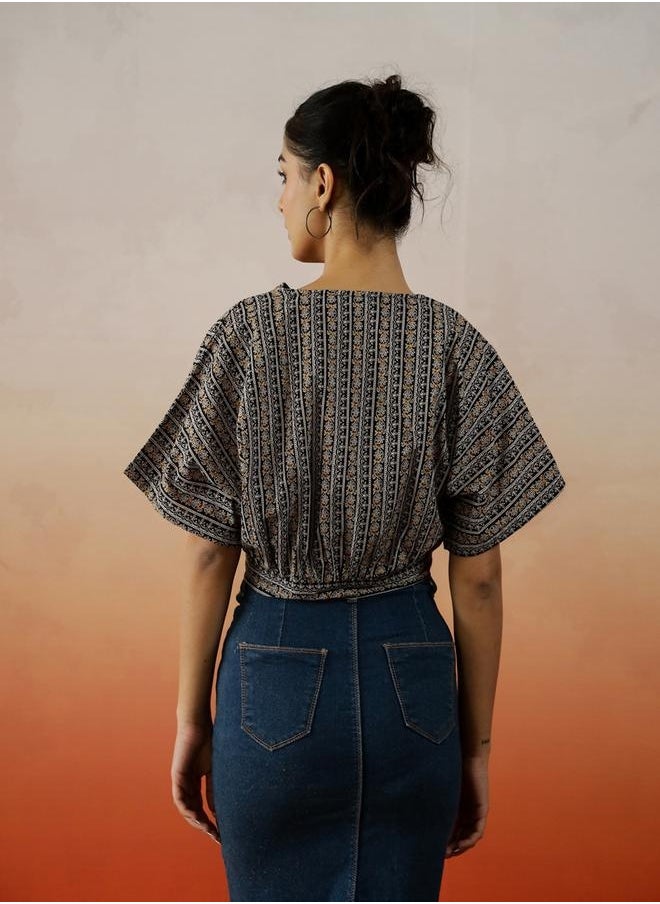 sanskrutihomes All-Over Floral Print Extended Sleeves Cotton Top by Styli  - Image 2