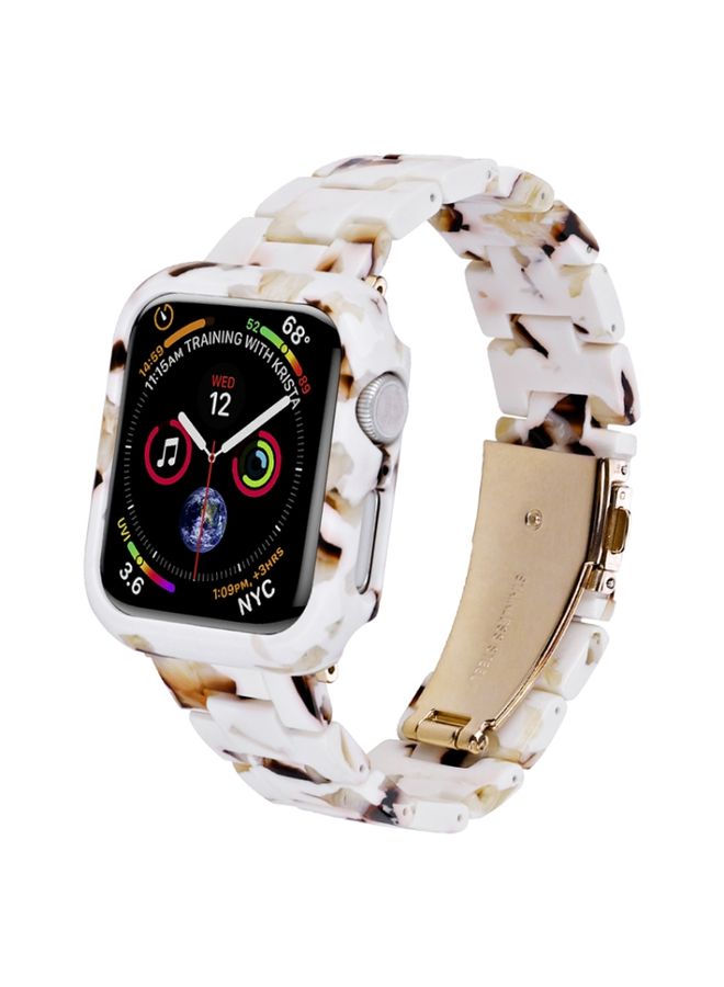 BURAQ Protective Cover For Apple Watch Series 6/5/4/SE 44mm Printed Resin PC Watch Band Case Kit(Milk Pattern)
