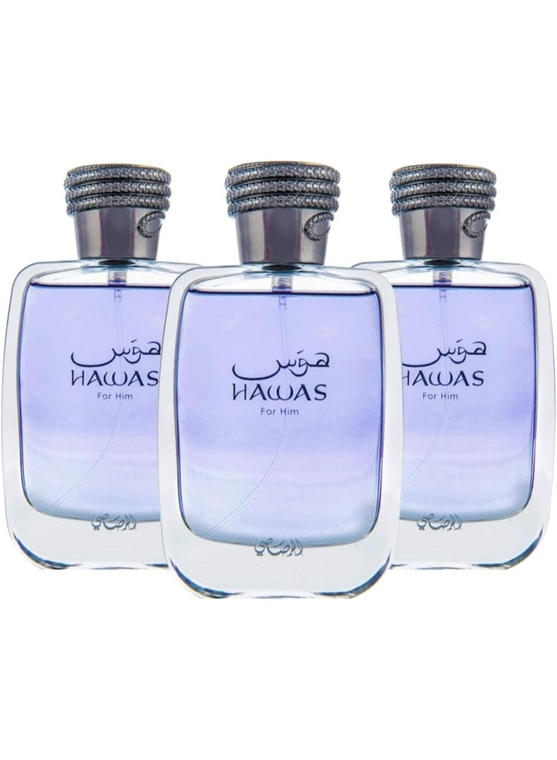 for HER Hawas Perfume 100ml (Set of 3 bottles) - Image 1