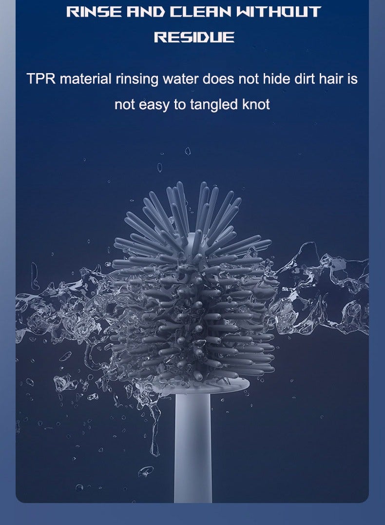 3 Piece Set Silicone Toilet Brush TPR Creative Household Toilet Brush No Dead End Home Cleaning Shelf, Bathtub Brush - Image 5