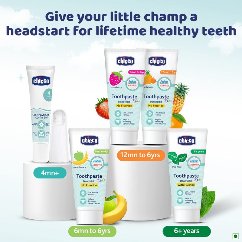 Chicco Toothpaste Mixfruit + Brush Green 6-36M, Cavity Protection - Image 3