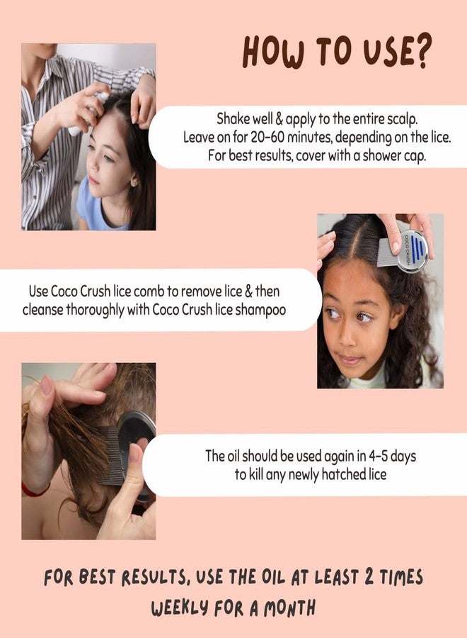 COCO CRUSH Ayurvedic 100% Natural Anti Lice Oil & Comb Set | Kills Lice, Eggs and Nits Naturally In 20mins | Single Wash Treatment, Safe for Kids of all ages (200ML+Comb) - Image 2