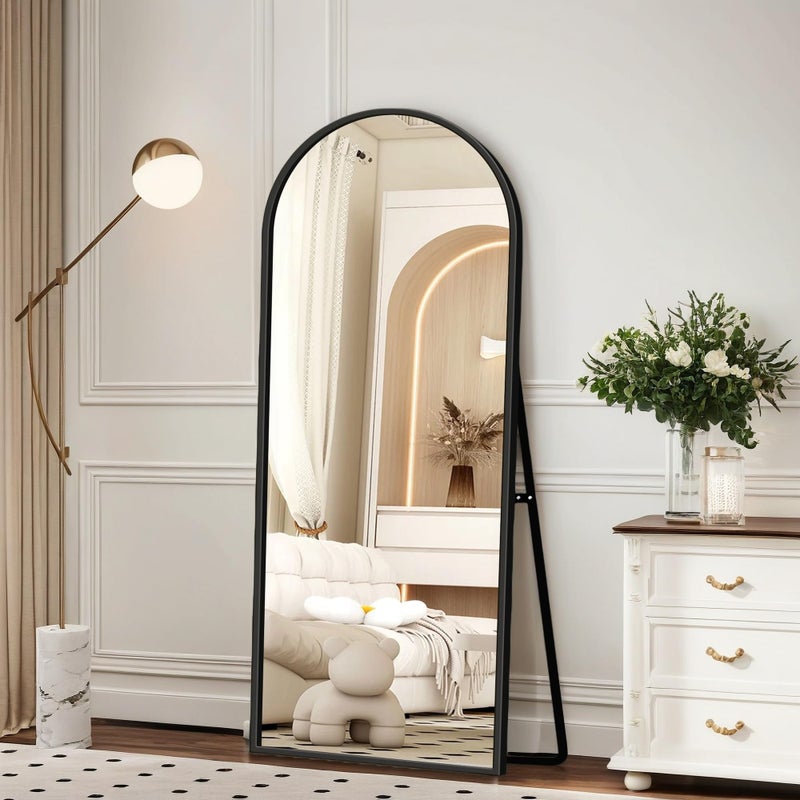 TRUNBACK 64"x21" Full Length Mirror with Stand, Shatterproof Arched Floor Mirror, Aluminum Alloy Thin Frame - Freestanding/Leaning/Wall Mount for Bedroom, Living Room & Entryway (Gold) - Image 2