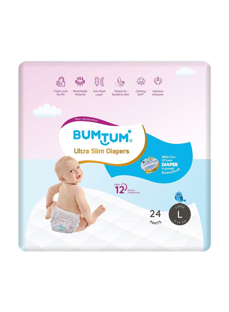 Bumtum UltraSlim Baby Pant Style Diapers - Large - Count 24 - Image 1