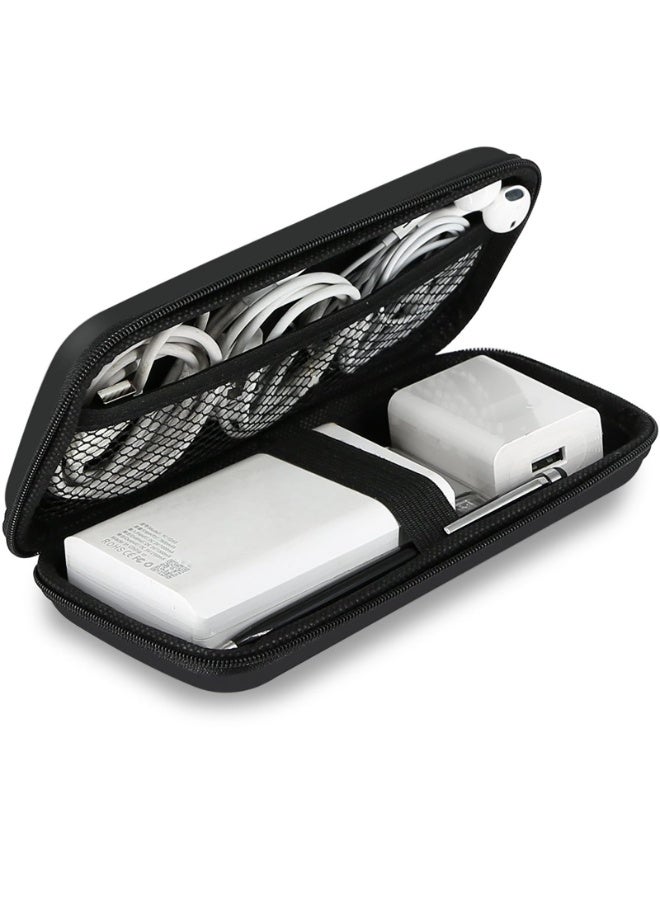 phomemo Shockproof Small Electronics Organizer Case, 16.5x8.1x2.5cm, Portable Charger and Cable Storage Pouch with Zipper for Travel Essentials (Black)