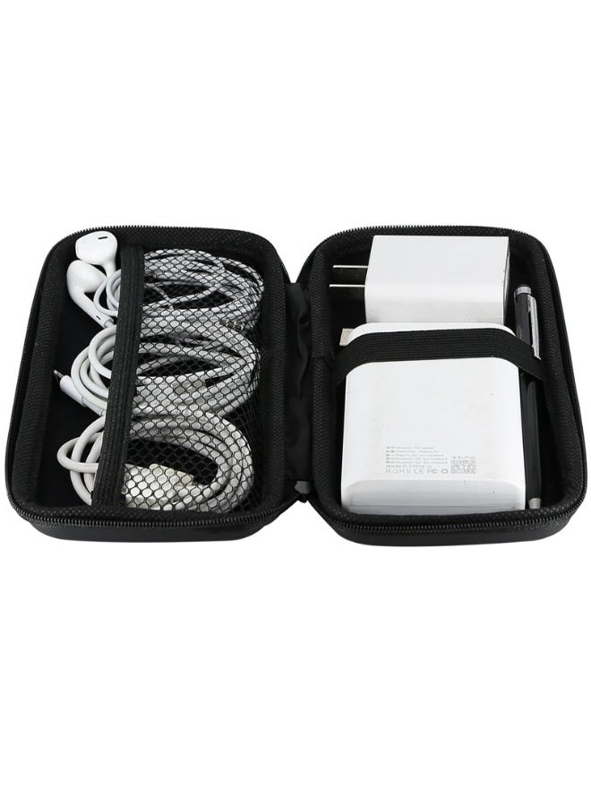 phomemo Shockproof Small Electronics Organizer Case, 16.5x8.1x2.5cm, Portable Charger and Cable Storage Pouch with Zipper for Travel Essentials (Black) - Image 4