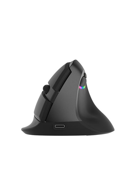 M618mini Wireless Mouse Ergonomic Vertical Optical Mouse RGB Light Dual Mode Mice 2.4GHz Wireless + BT 4.0 for PC Laptop(Iron Gray)