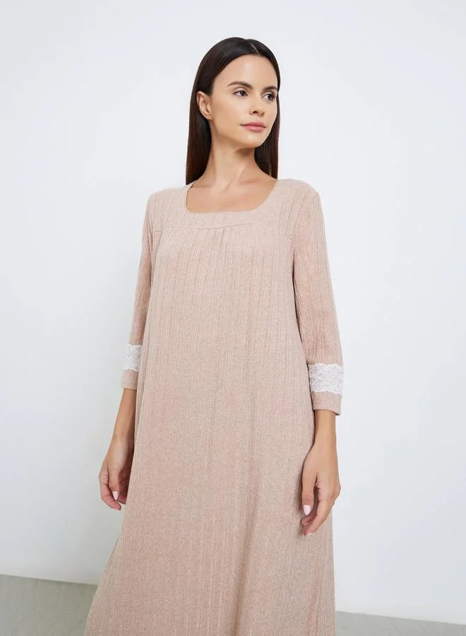 ستايلي قميص نوم محبوك بياقة واسعة