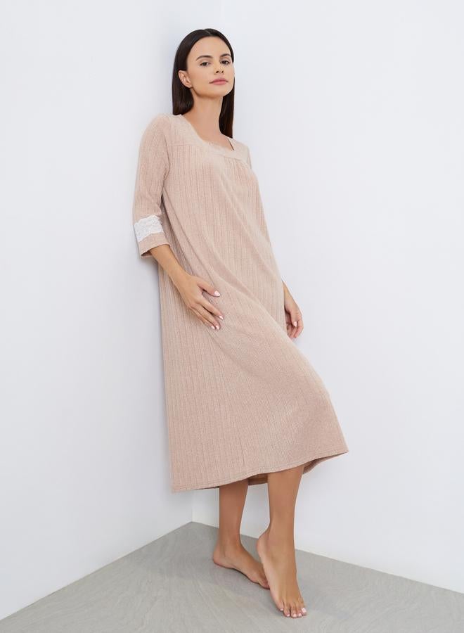 ستايلي قميص نوم محبوك بياقة واسعة - Image 1