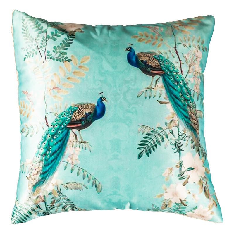 Vendola Decorative Satin Sofa Cushion Covers Set of 5, 20 Inch x 20 inch, Sofa Pillow Cover, Ethnic Festive, Multicolor, Temple, Peacock, Rajasthani Design Zipper Closure (Vivid, 20X20 Inches) - Image 2
