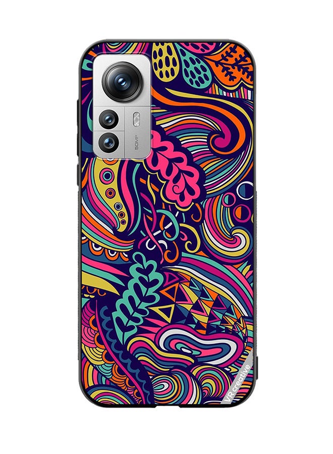 VR CREATIVE Protective Case Cover For Xiaomi 12 Pro Psychedelic Fabric Design Design Multicolour - Image 1