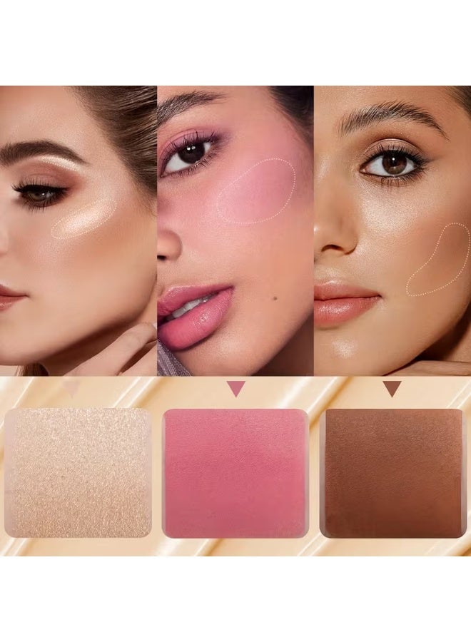 ZMDREAM 3PCS Contour Stick Set, 3-in-1 Cream Highlighter, Bronzer & Blush Sticks, Waterproof Long-Lasting Multi-Color Makeup Sticks, Easy to Blend for Natural Face Sculpting, Flawless Contouring & Highlighting - Image 5
