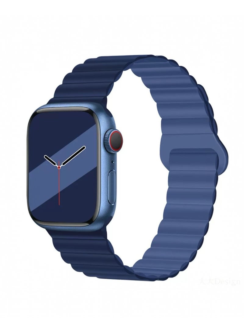 سوار سيليكون مغناطيسي بلونين متوافق مع Apple Watch بمقاسات 42/44/45/46/49 مم للموديلات ذات الحجم الكبير، حزام سيليكون ناعم بإغلاق مغناطيسي آمن، مناسب لـ Series 1–10 و SE و Ultra و Ultra 2 - Image 1