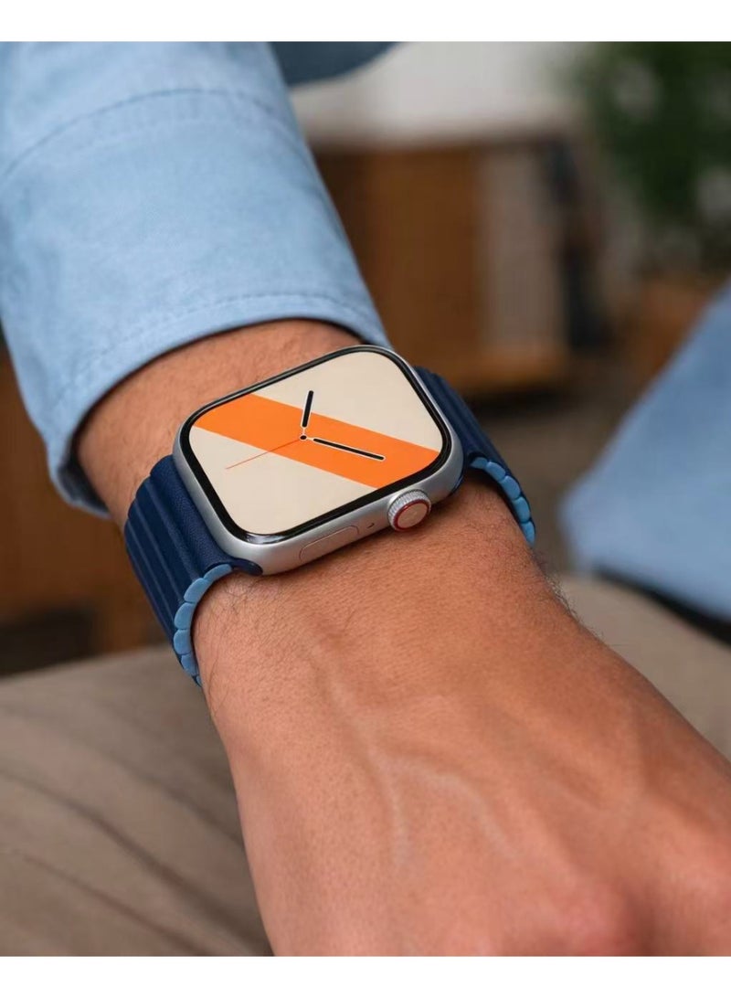 سوار سيليكون مغناطيسي بلونين متوافق مع Apple Watch بمقاسات 42/44/45/46/49 مم للموديلات ذات الحجم الكبير، حزام سيليكون ناعم بإغلاق مغناطيسي آمن، مناسب لـ Series 1–10 و SE و Ultra و Ultra 2 - Image 2